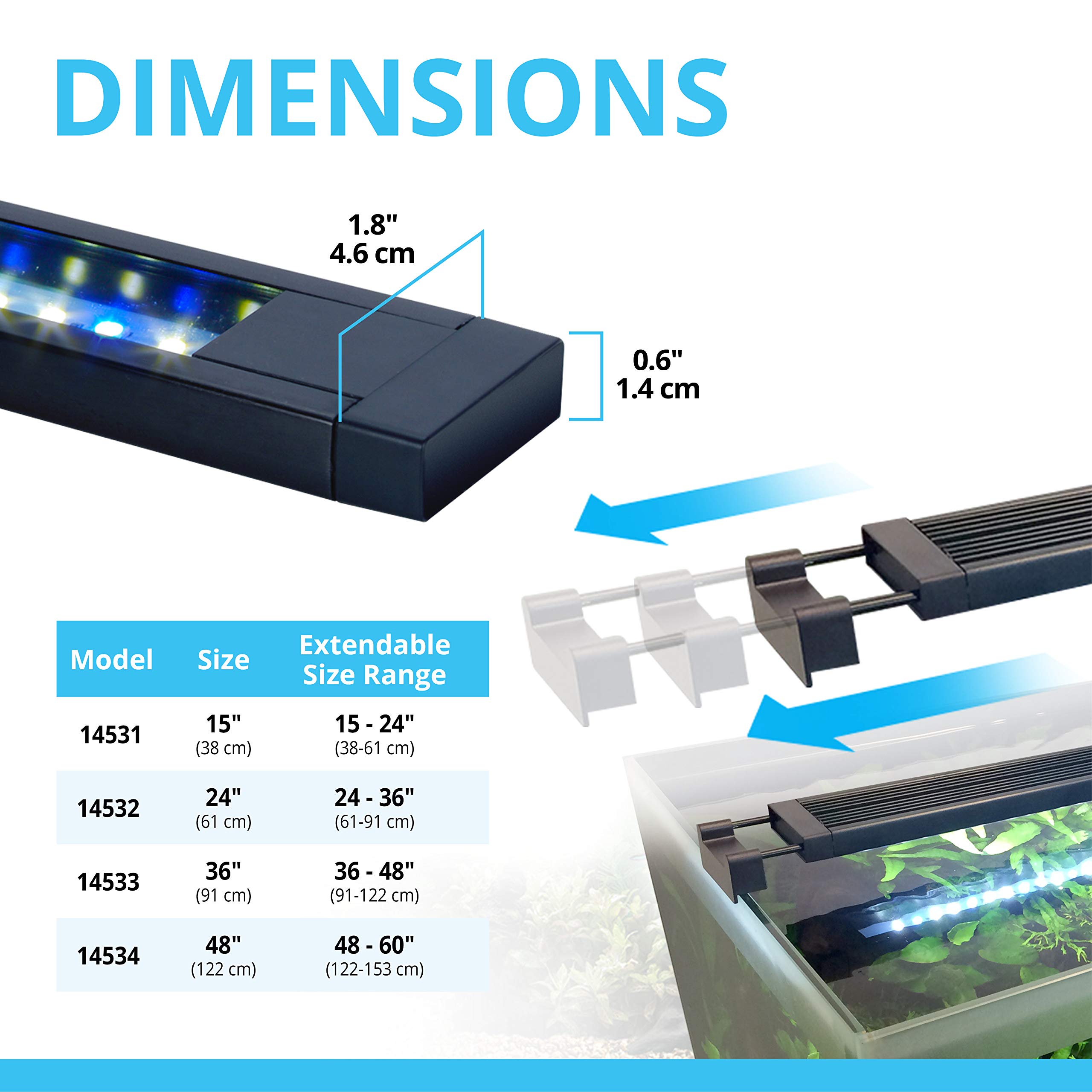 Fluval Aquasky 2.0 Bluetooth LED Aquarium Light – 27W, 36–48" | RGB + 6500K White | App-Controlled with 24-Hour Light Cycle & Weather Effects | IP67 Waterproof | Wide 120 Coverage - View 2