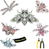 Piececool 3D Puzzles for Adults, 6pcs/Lots Insect Themed Brooches Metal Models Building Kits, Interesting Assembling Crafts Set with Tools for Beginners, Great Gifts
