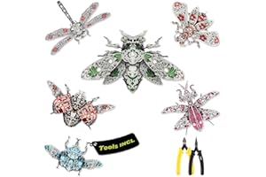 Piececool 3D Puzzles for Adults, 6pcs/Lots Insect Themed Brooches Metal Models Building Kits, Interesting Assembling Crafts Set with Tools for Beginners, Great Gifts