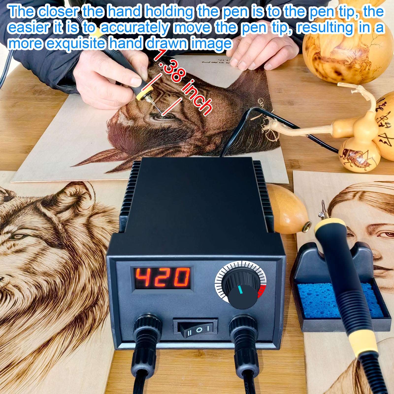 Wood Burning Tool, Wood Burner kit Pen 25~750℃, Wood Burning kit with Digital Thermometer Temperature Adjustable Temperature, 2 pyrographic Wood Burning pens, 30 Wood Burning Pen Tips