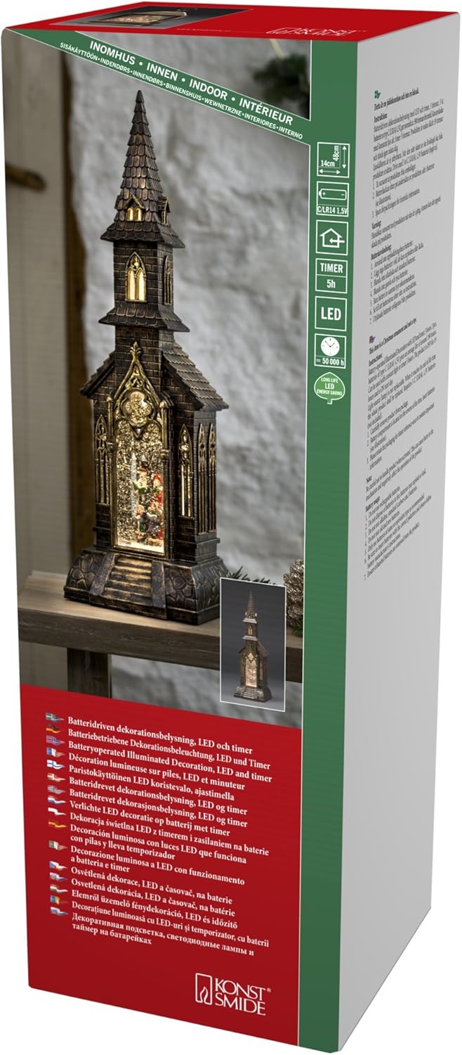 Konstsmide Boule à Neige LED En Forme De Train De Noël Avec Père Noël/remplir D'eau/décorations De Noël à Piles/minuterie/fonctionne Avec 3 Piles AA 1,5 V (excl.) Ou USB (inclus