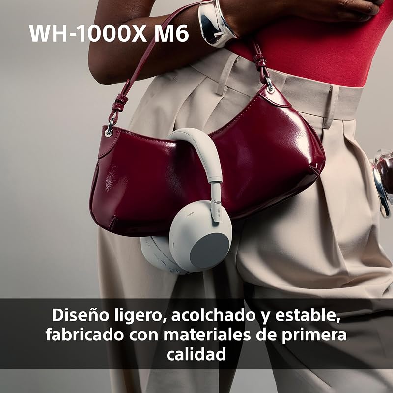 WH-1000XM6 Auscultadores sem fios Bluetooth de luxo com cancelamento de ruído, som de alta resolução, confortável, design dobrável, caixa resistente, 30 horas de bateria, iOS e Android, preto