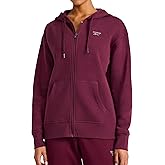 Reebok womens Rhinestone Full-zip Hoodie, Standard Fit, Midweight Cotton-poly Fabric