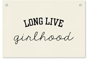 KIDEAR long live girlhood banner for girls room decor Vintage Linen Wall Hanging Coquette Aesthetic Nursery Decor for Toddler Bedroom Playroom Baby Girl Wall Art Gift for Tween Teen Girls-A01