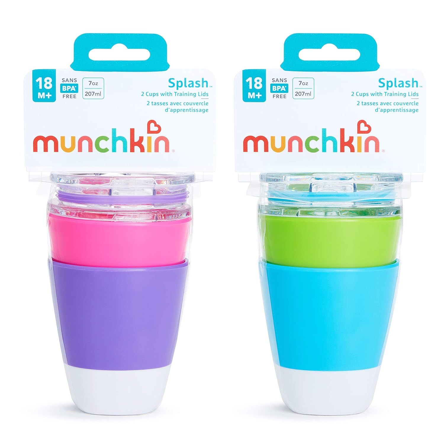 Munchkin Splash Toddler Cups with Training Lids, 7 Oz, 4 Pack : Baby