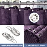 Shower Curtain 182x182cm Waffle Fabric with Metal Hooks Purple view 4