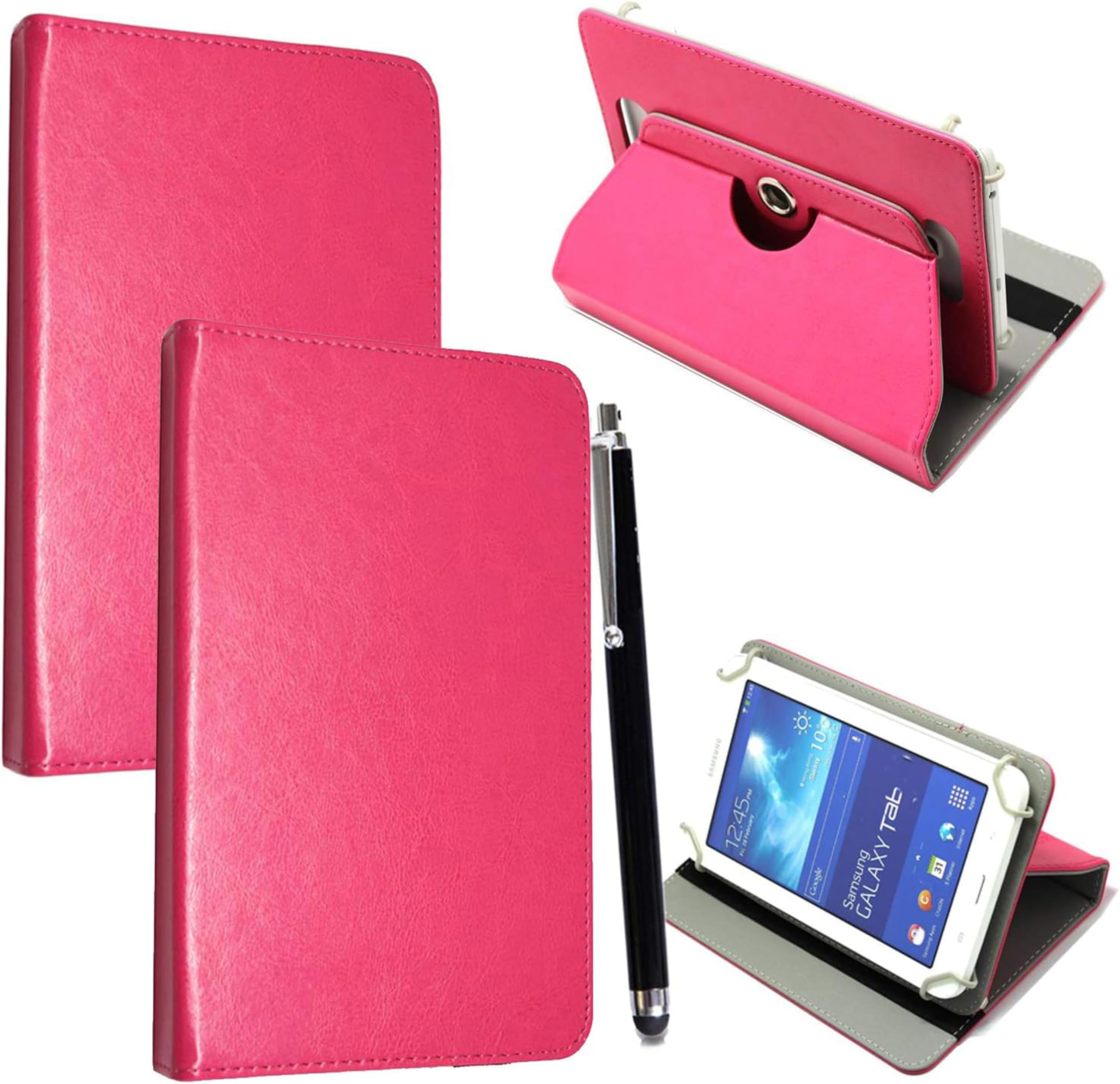7inch Tablet Case - Universal PU Leather Stand Folio Case Cover for All 6",6.8",7" Tablets, Fit for Kindle eReaders Fire Tablet- Kobo/Voyaga/Lenovo/Sony E-Book/iPad Mini 5 4 3 2 1 (Pink)