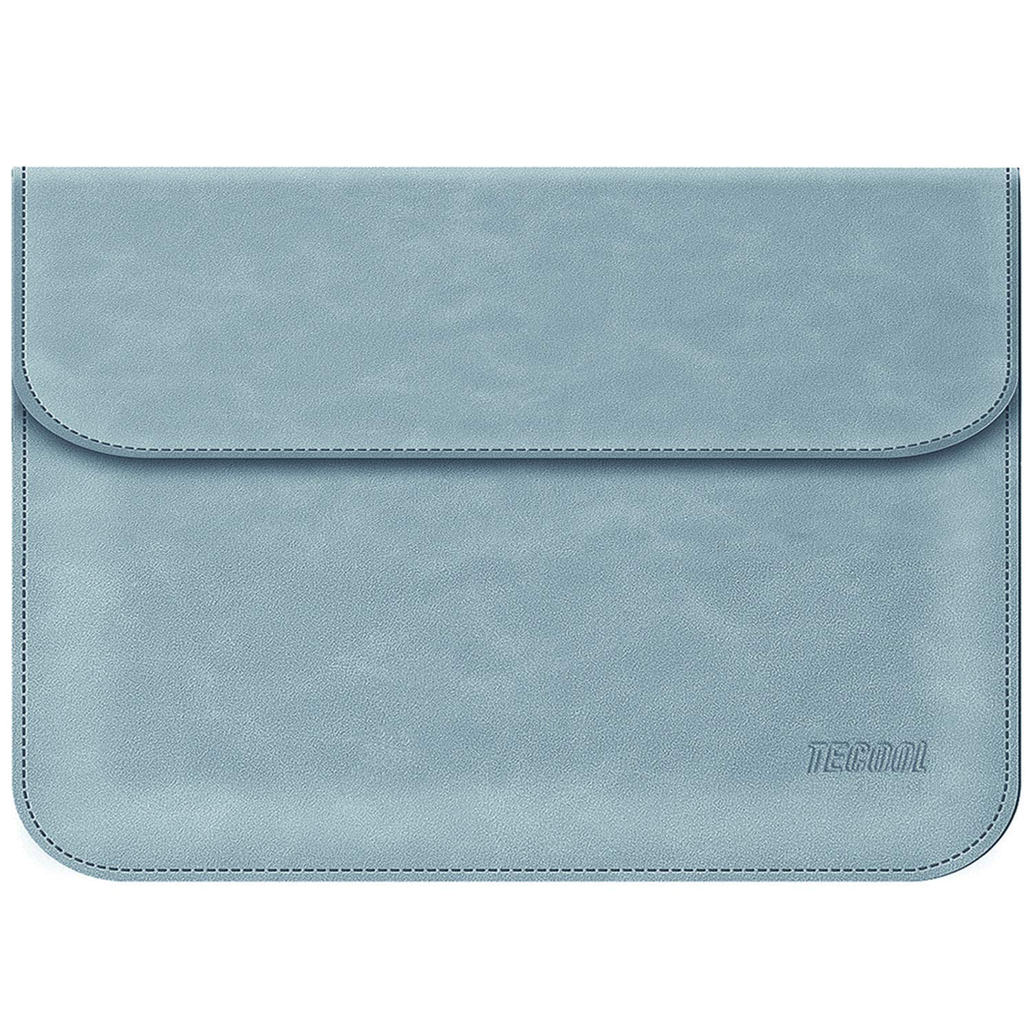 TECOOL 13-13.3 Inch Laptop Sleeve Bag, Faux Suede Leather Notebook Sleeve Case Cover for MacBook Air 13 A1466 / A1369, Macbook Pro 13 A1502/A1425, 13.5" Surface Laptop 2 3, 14" MateBook D - Haze blue