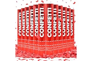 ZZPAKUE Confetti Cannon Red Biodegradable Confetti Poppers 12Pack Party Poppers Confetti Shooters Red Popper Sticks for Wedding Graduation Engagement Anniversary Bridal Shower Valentines Day Birthday