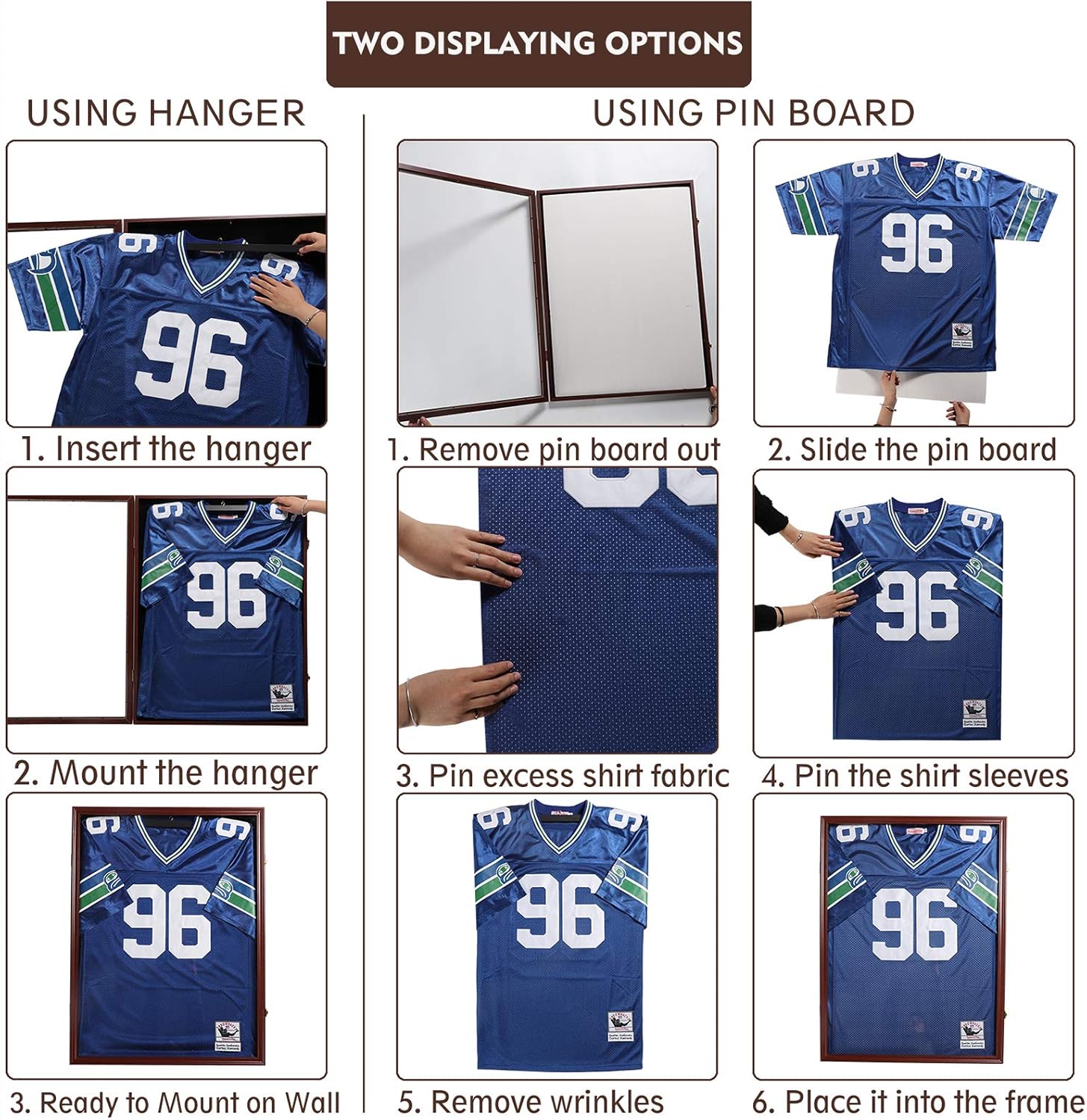 Snail Jersey Frame Display Case Large Lockable Frames Shadow Box with UV Protection Acrylic for Baseball Basketball Football Soccer Hockey Sport Shirt, Hanger and Wall Mount Option, Black Finish : Sports & Outdoors