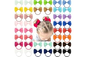 CELLOT 40pcs 2.75" Boutique Hair Bows Tie Baby Girls Kids Children Rubber Band Ribbon Hair bands