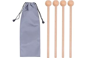 2 Pair Wood Mallets Percussion Sticks for Glockenspiel, Xylophone, Chime, Woodblock, and Bells, 8 Inch Long with a Carry Bag