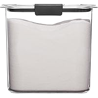 Rubbermaid Brilliance Airtight Food Storage Container for Pantry with Lid for Flour, Sugar, and Rice, 12-Cup, Clear/Grey