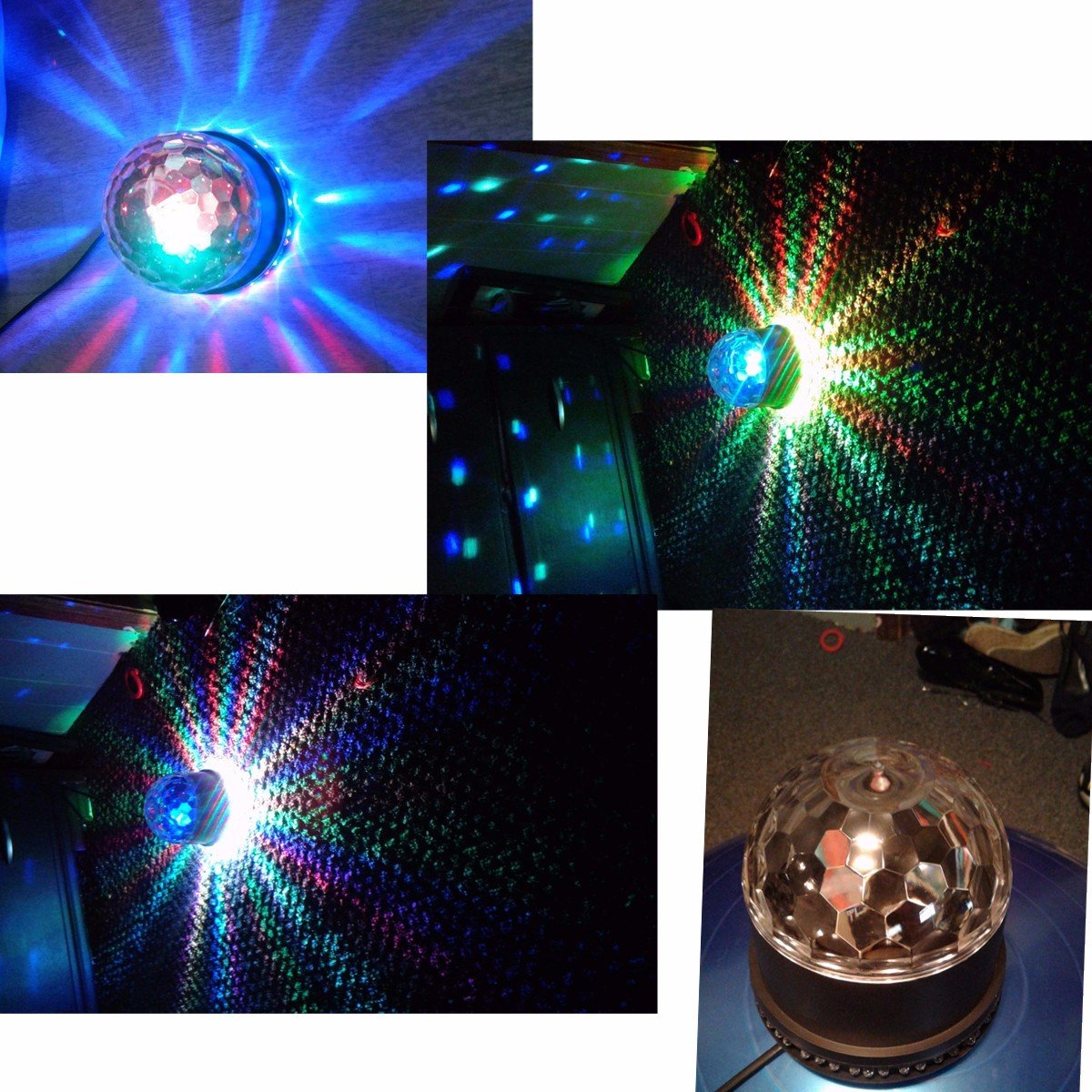 Disco Ball Light, GLISTENY DJ Disco Party Lights 7 Color Changing RGB Auto Sound Activated 5W Strobe Rotating Magic Ball Lights Stage Lights Effect for Wedding Show KTV Nightclub black L