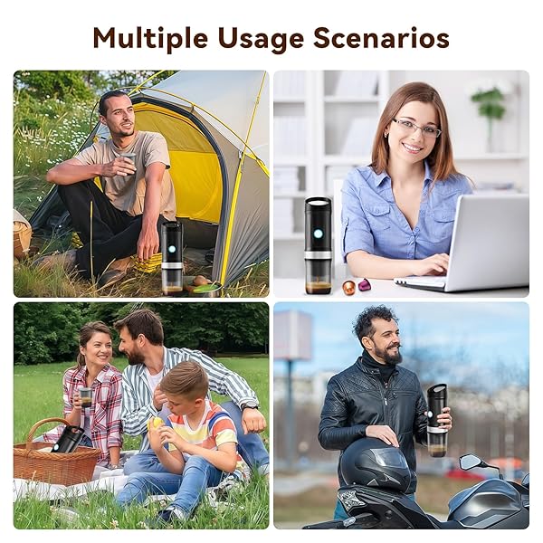 PORTABLE COFFEE MAKER, TRAVEL COFFEE MAKER WITH 3-4 MIN SELF-HEATING, 20 BAR 9600MAH DURABILITY MINI ESPRESSO MAKER COMPATIBLE WITH NS CAPSULE & GROUND COFFEE FOR CAMPING, TRAVEL, RV, HIKING, OFFICE
