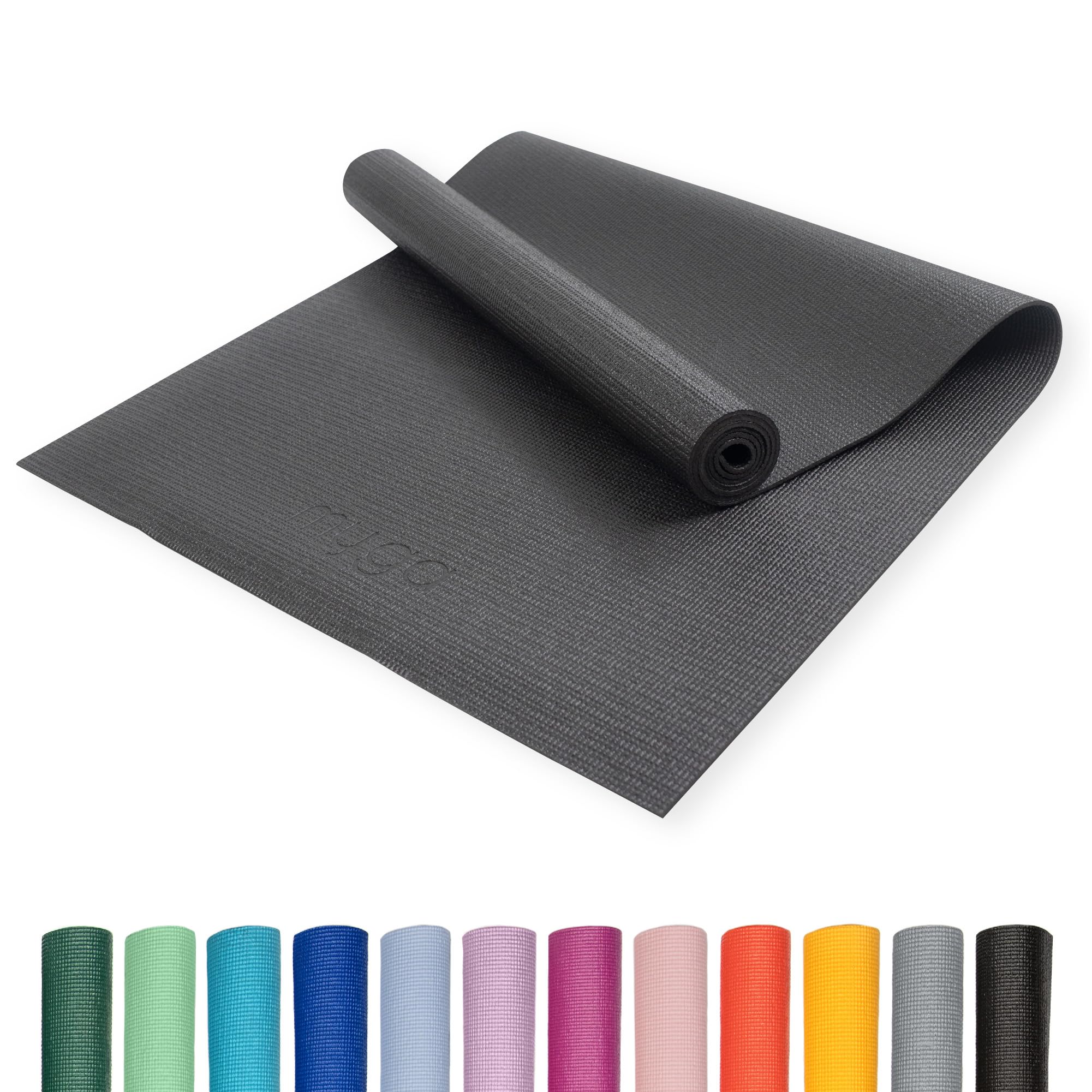 Myga RY1113 - Entry Level Yoga Mat Unisex Exercise Fitness Mat for Pilates - Core Workout for Home, Gym, Yoga Studio, 173 x 61cm, 4mm Thickness, Black — image 1