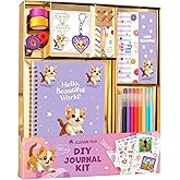 Clever Fox DIY Journal Kit for Girls – 50+ Pcs Art & Craft Journaling Set for Kids & Teens – Creative Diary Writing Supplies for Teenagers – Birthday Gifts Ideas for 7 8 9 10 11 12 13 14 Year Old