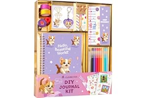 Clever Fox DIY Journal Kit for Girls – 50+ Pcs Art & Craft Journaling Set for Kids & Teens – Creative Diary Writing Supplies for Teenagers – Birthday Gifts Ideas for 7 8 9 10 11 12 13 14 Year Old