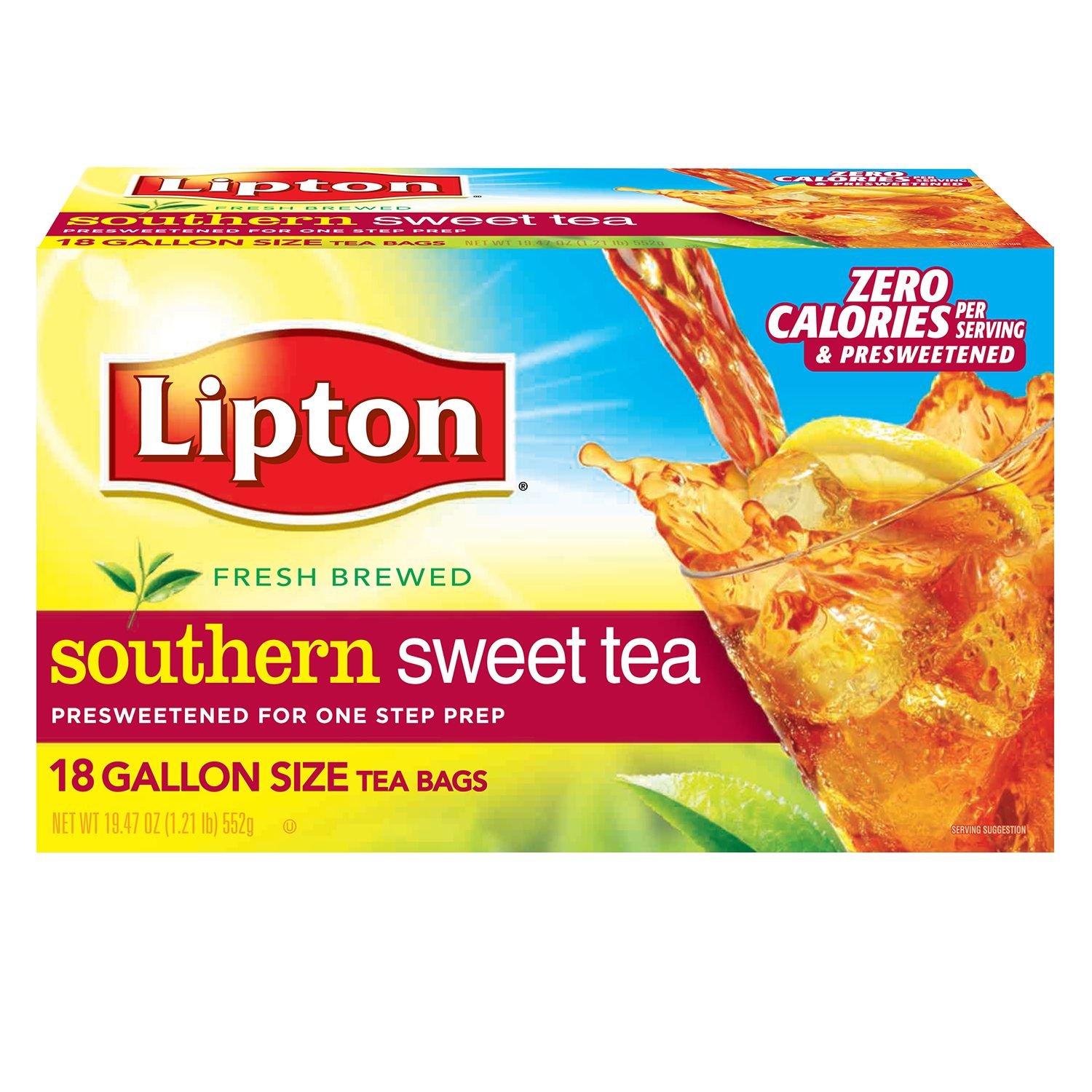 Lipton Southern Sweet Tea, GallonSize Tea Bags, 18Count 41000247811