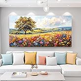 hyidecorart Canvas Wall Art For Living Room Wall Decor For Bedroom Office Decorations Field Pictures Artwork Flower Scenery Watercolour Wall Paintings Aesthetic Room Home Decor Ready to Hang