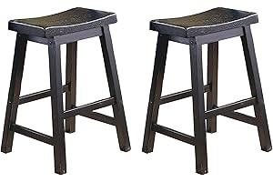 Lexicon Victoria Saddle Solid Counter Table Height Stool Set of 2 - Saddle Kitchen Stool Dining Height Stools for Dining, Armless Chair Seating, Perfect Casual - 23.5" Black Sand
