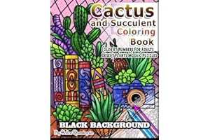 Cactus and Succulent Coloring Book BLACK BACKGROUND Color By Numbers for Adults Desert Plants Mosaic Puzzles: Houseplant Book