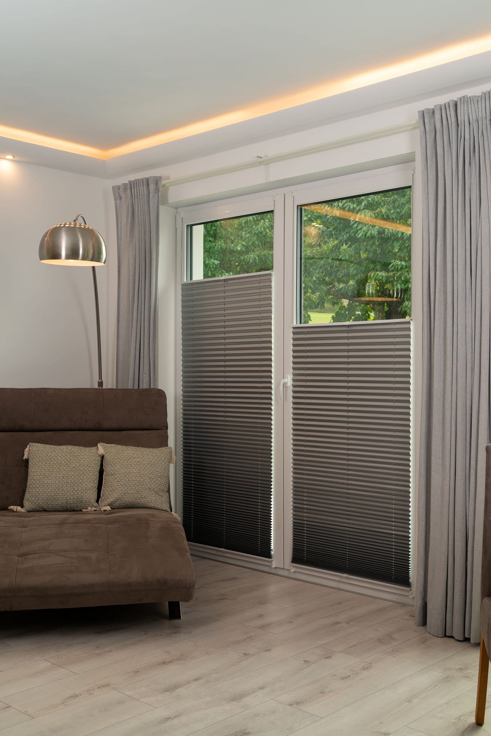 K-home Klemmfix Pleated Blind 80 x 130 mm Metallic Silver