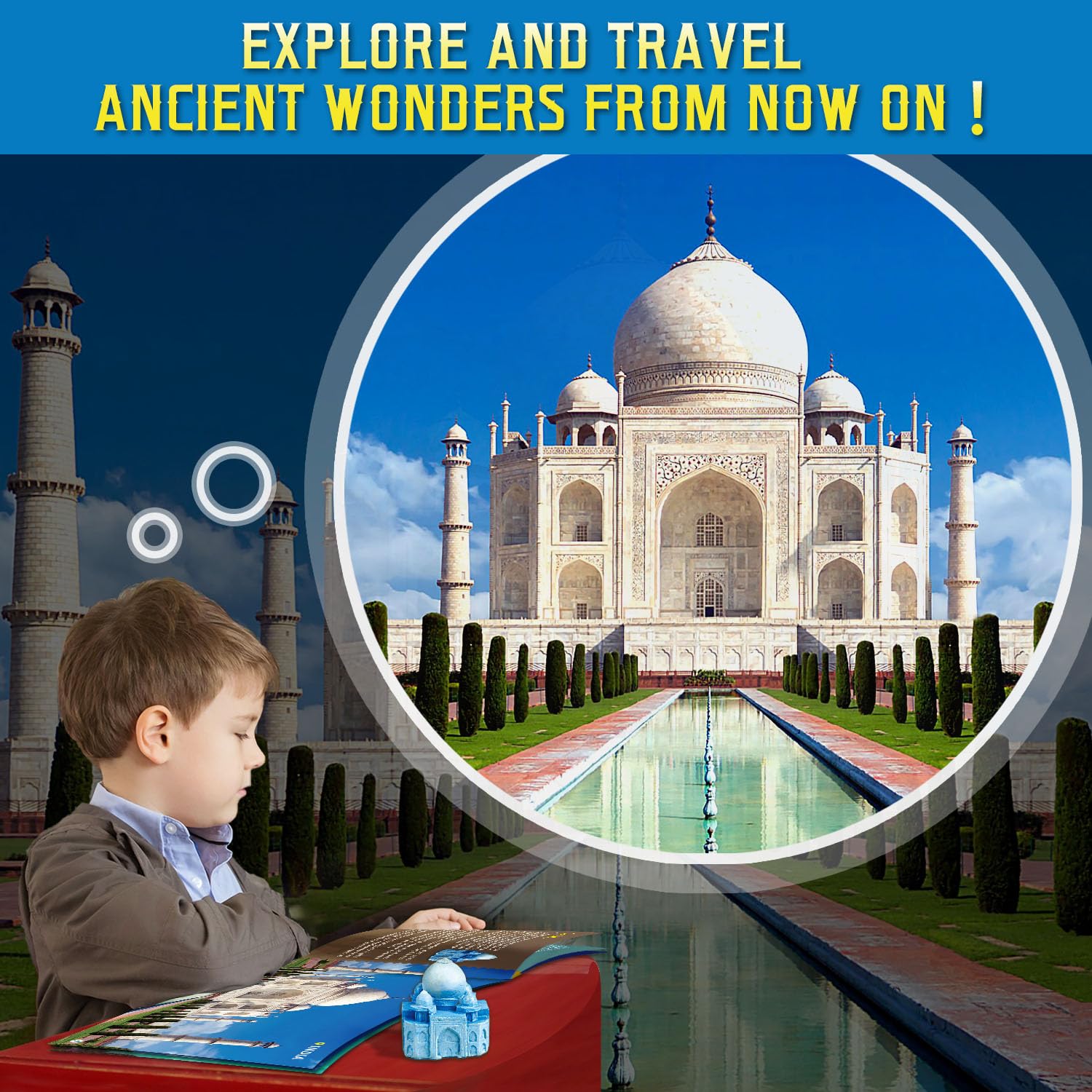 Ancient Wonders Dig Kit, Excavate 6 Treasure Landmarks Figurines & 6 Rocks, with History Learning Cards, Wonders of The World Toy Archaeology Set, STEM Party Favor Gifts for Boys & Girls Age 6+