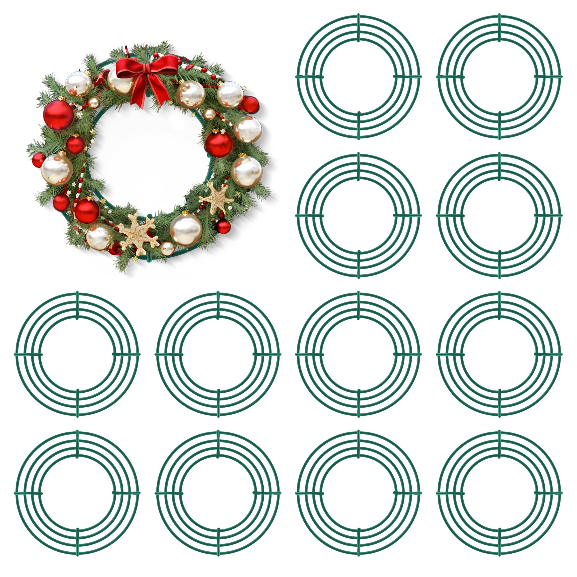 Thealyn 12 Pack 20cm Metal Wreath Frame Wire Wreath Rings for Christmas New Year Party Home Decor Crafts Supplies (8 Inch)