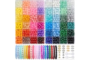 Acerich 1600 Pcs Glass Beads for Bracelets, 48 Colors Crystal Beads for Jewelry Making 8mm Round Friendship Bracelet Beads for DIY Crafts Holiday Gifts, SKU-037-1