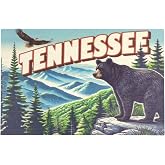 Mad Mags Tennessee Wooden Postcard, Smoky Mountains Bear Scene, Collectible Travel Keepsake, 5.75 x 3.75 Inches