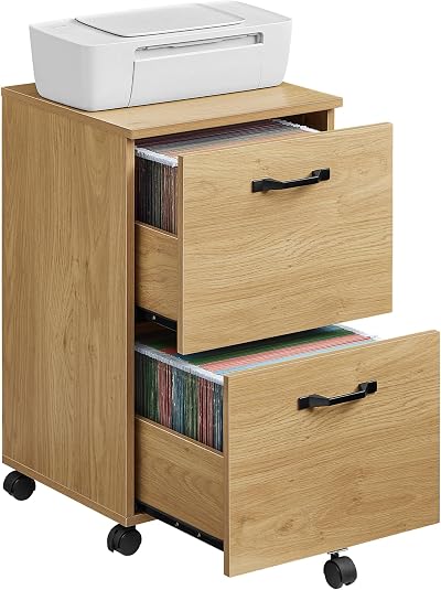 VASAGLE 2-Drawer Filing Cabinet Mobile File Cabinet Home Office Straw Yellow