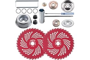 PLUMIA 9" x 36 Teeth Carbide Tipped Blades with Universal Adapter Kit, for Brush Cutter, Trimmer, Weed Eater, Compatible with Husqvarna, Stihl, and More (2 Pack)