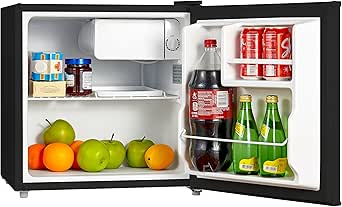 Midea WHS-65LB1 Compact Single Reversible Door Refrigerator, 1.6 Cubic Feet(0.045 Cubic Meter), Black