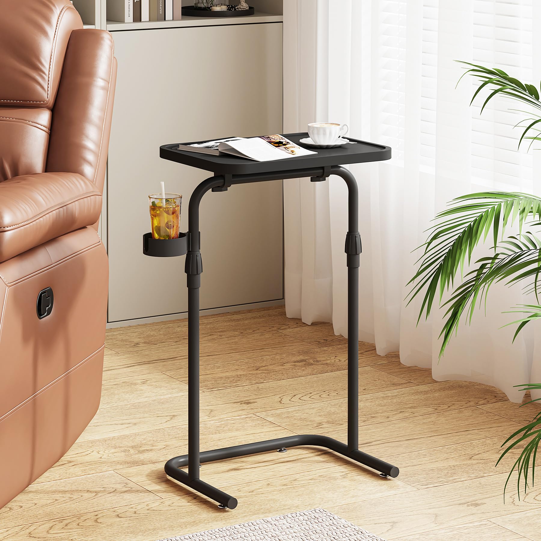 Photo 1 of *UNTESTED*
TUTOTAK C Shaped End Table with Tiltable Surface, Adjustable Height Side Table, Slide Under Couch Table TV Tray for Eating, Sofa Tray for Livingroom, Bedroom Black TB01BK091