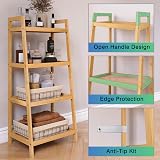 SMIBUY Bamboo Ladder Bookcase 4 Tier Storage Rack Organizer Freestanding Plant view 7