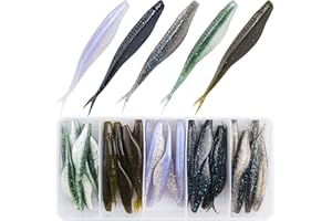 Bombrooster Fishing Baits Paddle Tail Swimbaits, 5pcs/15pcs/25pcs/30pcs/40pcs Soft Plastic Lures Jerkbait for Bass Fishing