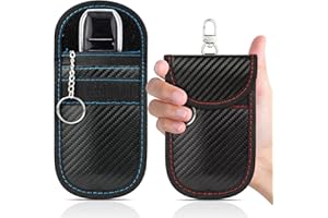 Hoiny 2 Pack Faraday Key Fob Protector, Premium Car RFID Signal Blocking Pouch, Secure Faraday Bag for Car Key Fob, Anti-Theft Case (Red+Blue, Small)