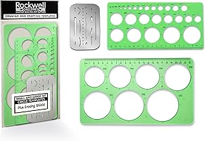 Professional Quality Small and Large Circle Templates Set with Erasing Shield for Drawing, Drafting and Creating by Rockwell Galleries - Circle drawing template for office, class or personal drawings.