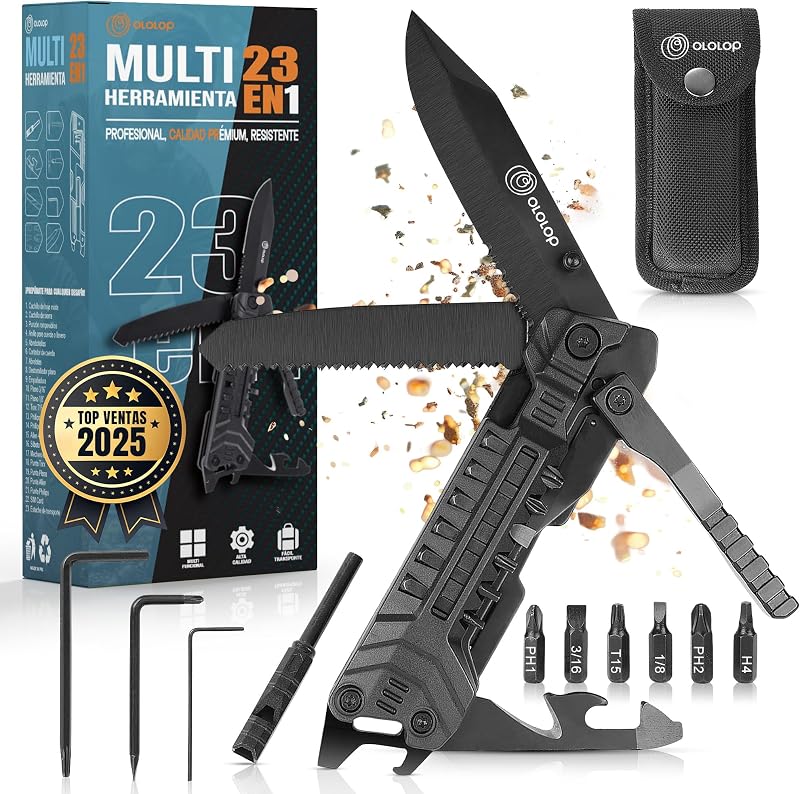 ® Navaja multiusos 23 en 1, incluye cuchillo de supervivencia