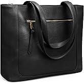 befen Genuine Leather Tote Bag for Women, Work Purse with Zipper and 15.6" Compartment