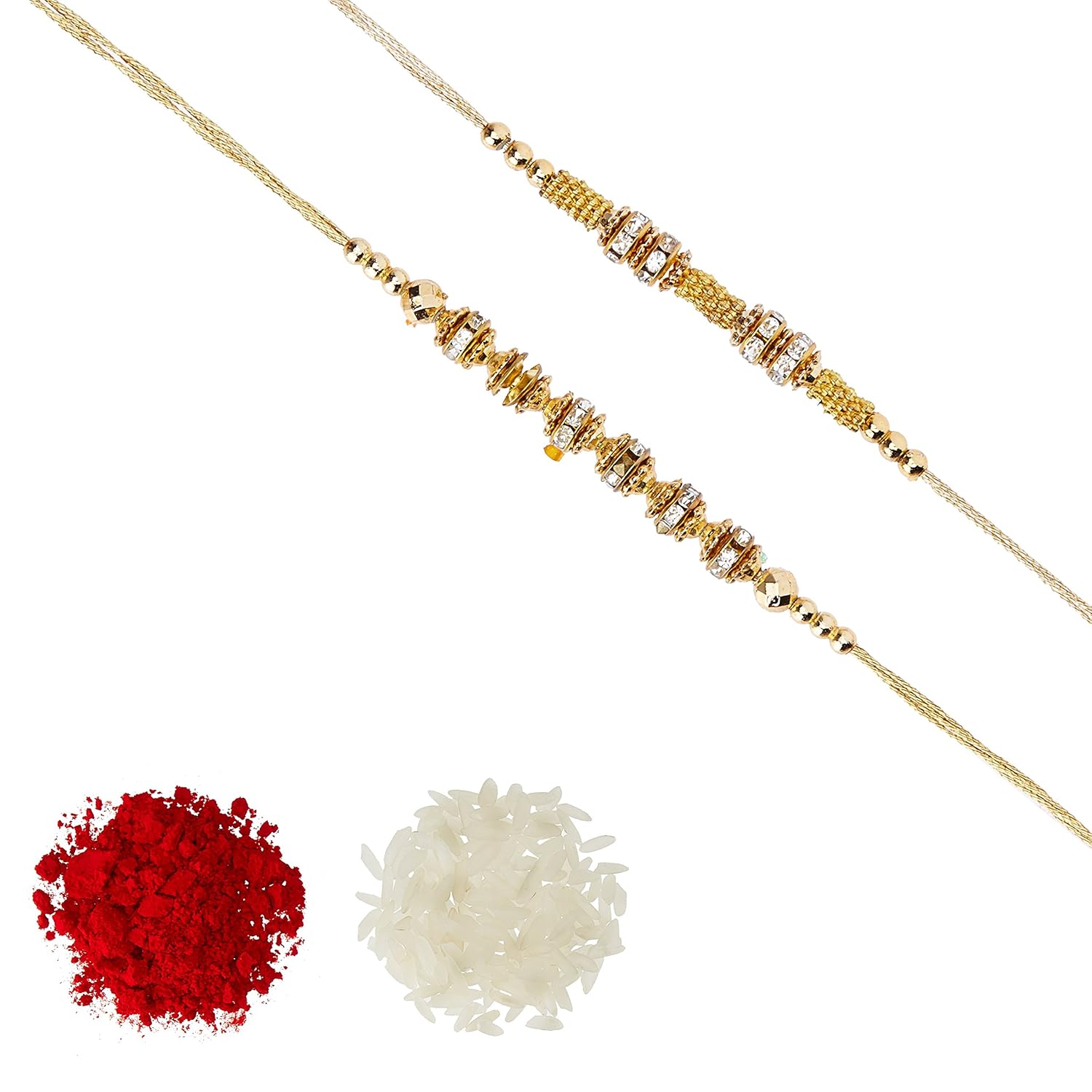 aheli pack of 2 ad golden ball ring rakhi for men boys (r2p45)