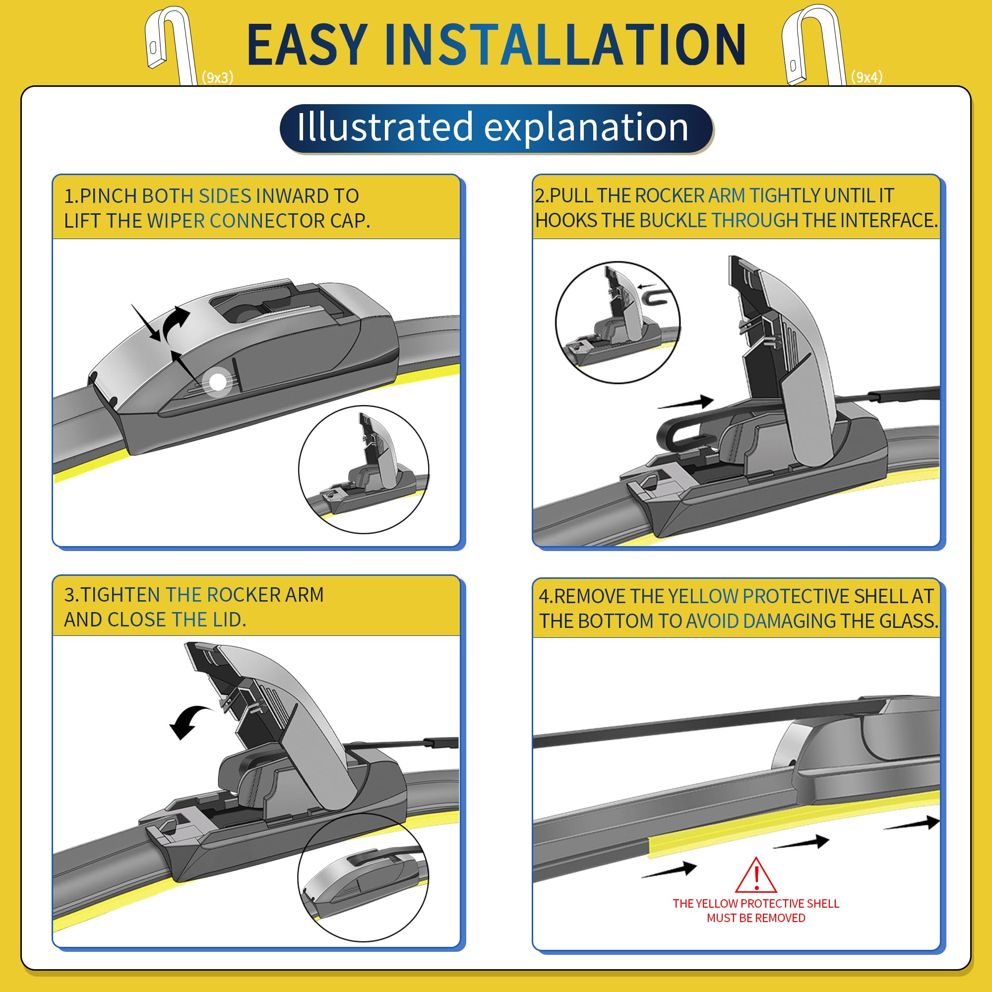 JINGOU 24''+17'' Front Windshield Wiper Blades