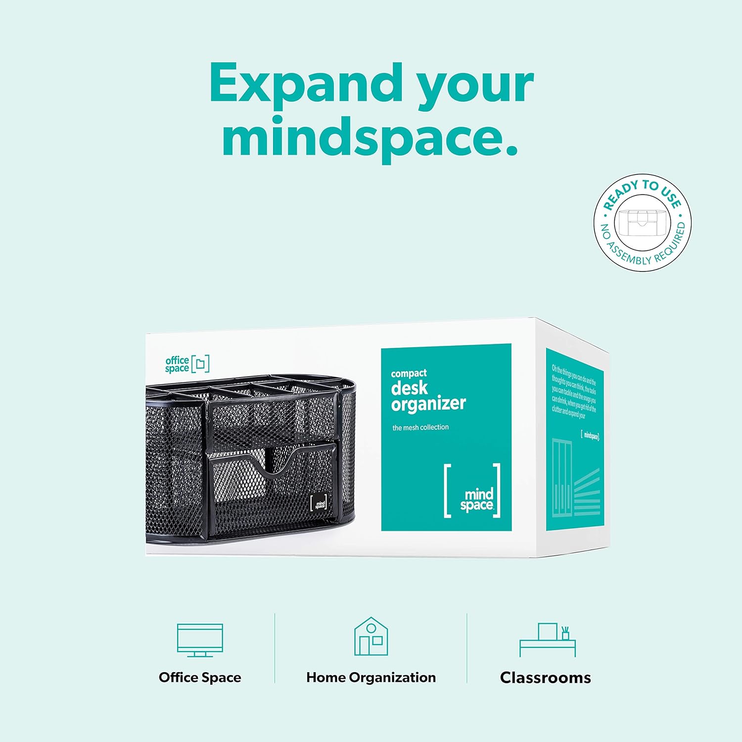 Pen Holder for Desk By Mindspace with 8 Compartments + Drawer| Office Supplies Organizer | The Mesh Collection, Black: Home Improvement