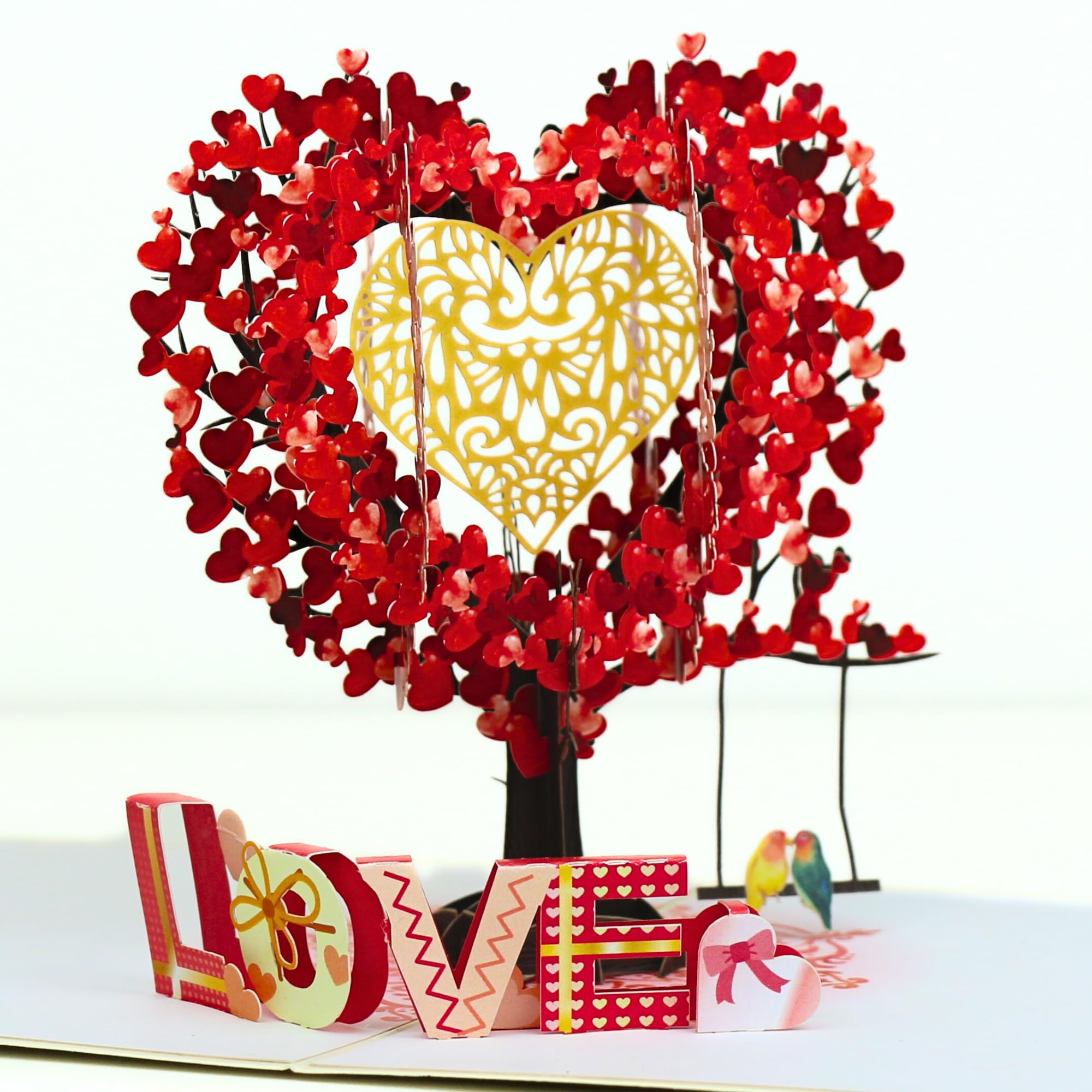 HAPPY GIFTERS Wedding Pop Up Cards - Bridal Shower Card 3D Greeting Pop Out Surprise - Handmade Gifts for Husband, Wife, Parents (Heart Tree)
