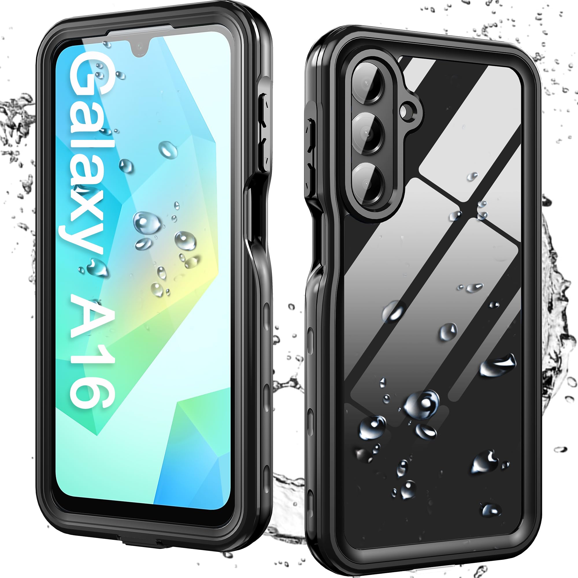 Hllhunkhe for Samsung Galaxy A16 5G Case Waterproof, [IP68 Waterproof Dustproof] [Built-in Screen Protector] Rugged Full Body Underwater Shockproof Protective Cover for Galaxy A16 5G Phone Case Black