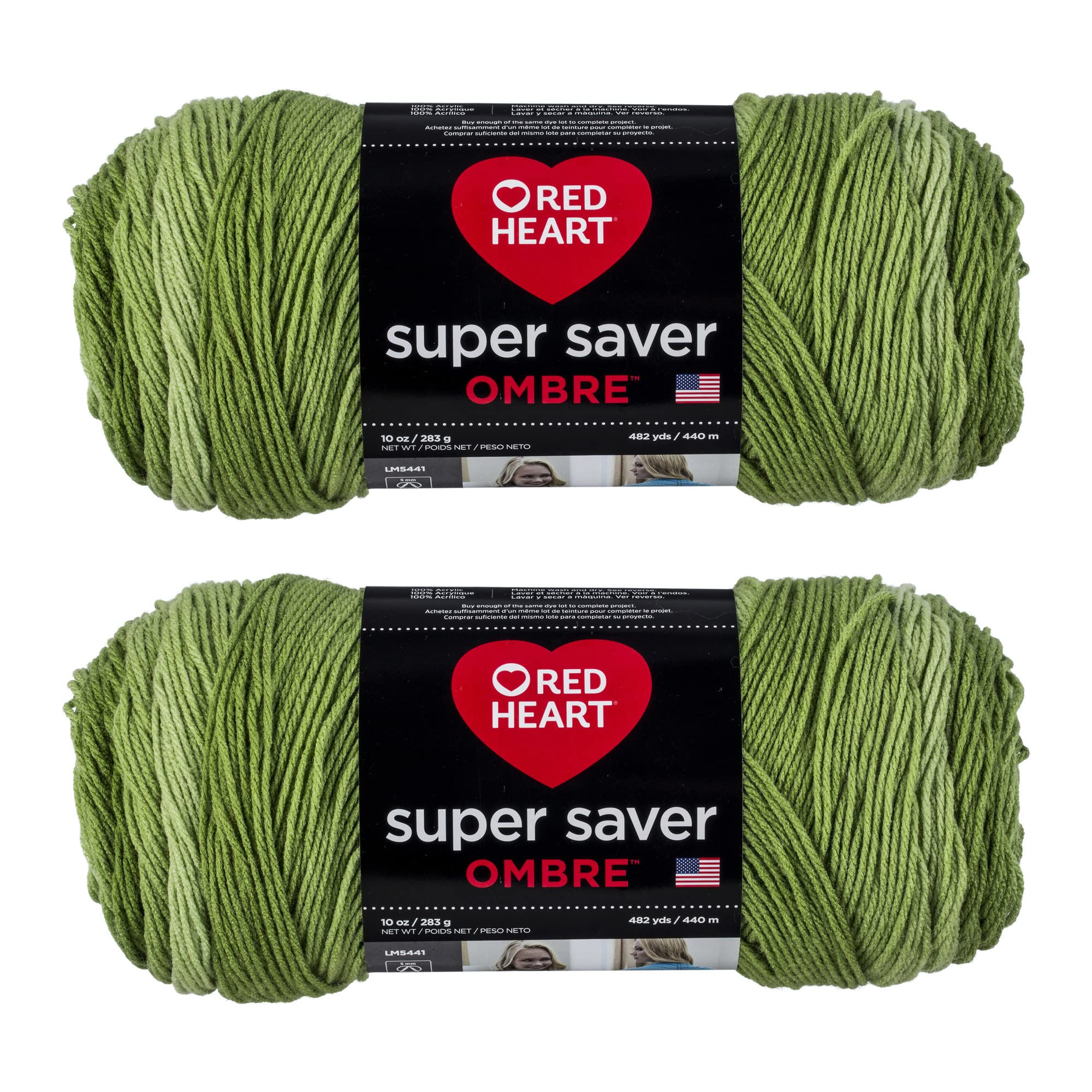 Red Heart Yarn, Acrylic, Green Apple Ombre, 2 Pack — image 1