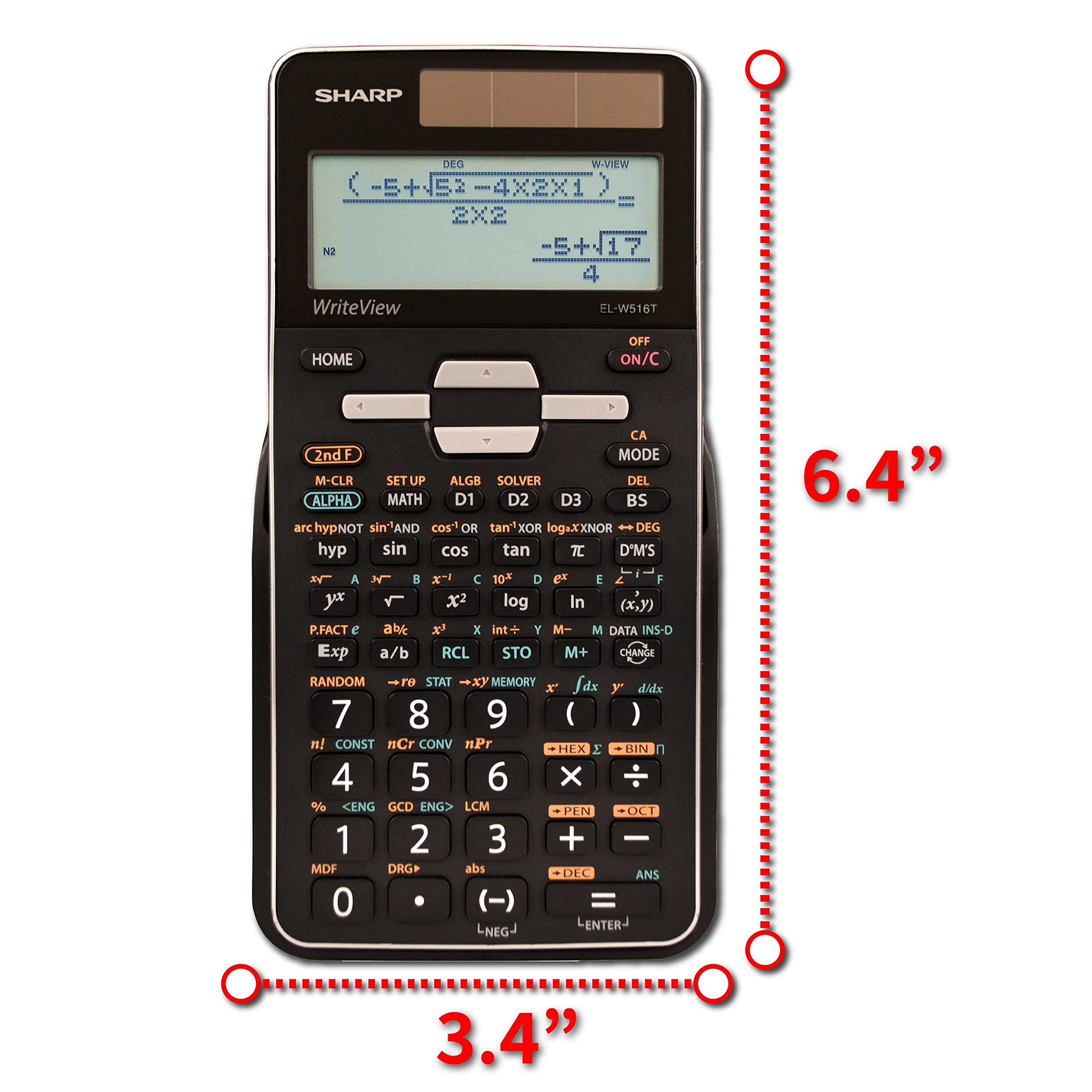 Sharp EL-W516TBSL Advanced Scientific Calculator with WriteView? 4 Line Display & Solar Power