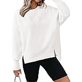 BTFBM Women's Casual Crewneck Sweatshirts 2026 Spring Fall Clothes Long Sleeve Side Slit Workout Fleece Pullover Tops