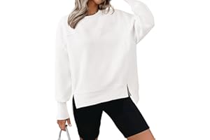 BTFBM Women's Casual Crewneck Sweatshirts 2025 Spring Fall Clothes Long Sleeve Side Slit Workout Fleece Pullover Tops
